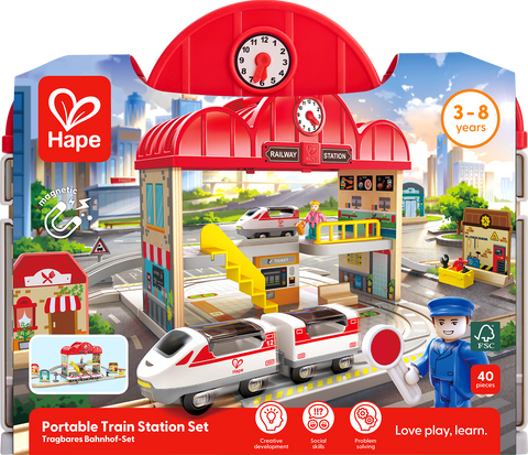 Hape Portable Train Station Set