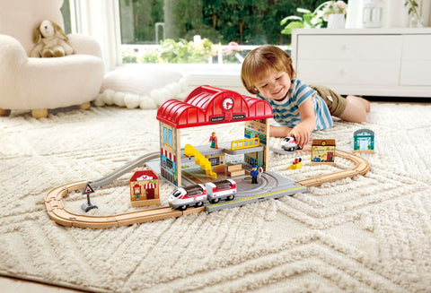 Hape Portable Train Station Set