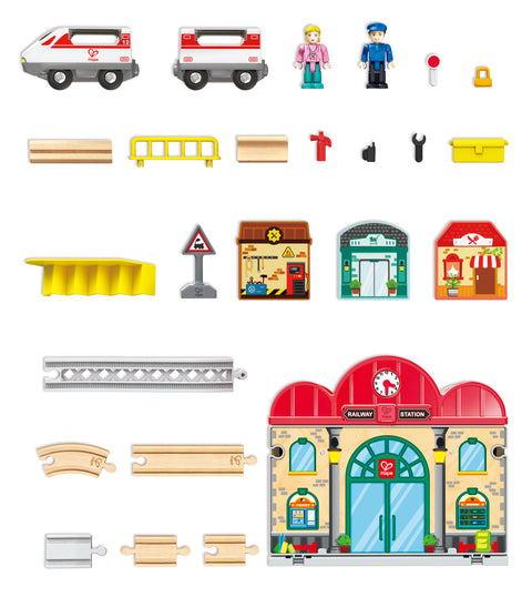 Hape Portable Train Station Set