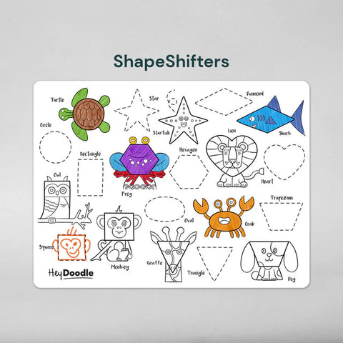 Hey Doodle Silicone Activity Mat - Shape Shifters (Large)