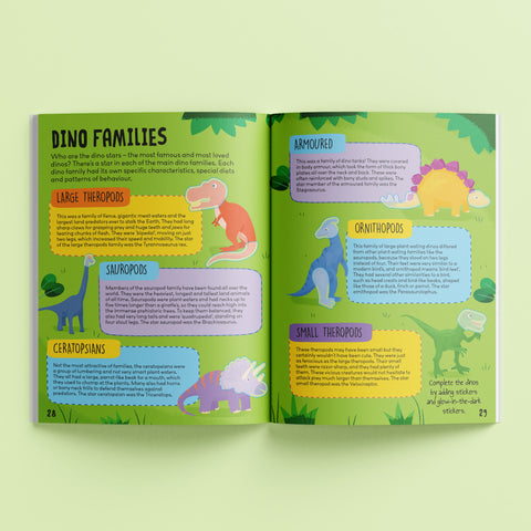 Hinkler Know And Glow Sticker & Activity Book - Dinosaurs