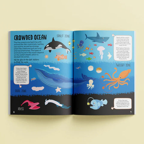 Hinkler Know And Glow Sticker & Activity Book - Ocean