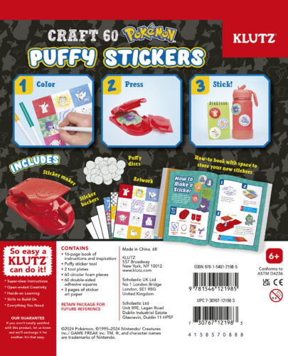 Klutz Pokemon Colour-In 3D Puffy Stickers