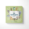 Cover of the bilingual board book "Kuwi He Whāngote: Mammals" by Kat Quin and Pānia Papa, part of the KUWI THE KIWI series. The cover features various cartoon animals, such as a dog, elephant, and horse, surrounding an open book. The illustration is set against a pale green background with the title and authors' names displayed at the bottom.