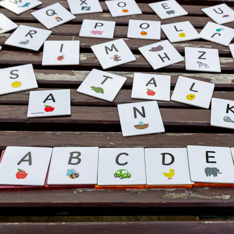 Learn & Grow Rainbow Magnetic Tiles Toppers - Alphabet Upper Case Pack