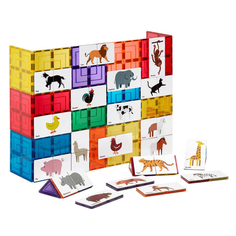 Learn & Grow Rainbow Magnetic Tiles Toppers - Animal Duo Puzzle Pack