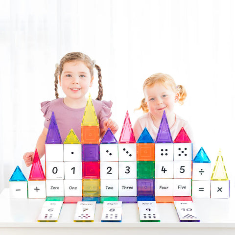 Learn & Grow Rainbow Magnetic Tiles Toppers - Numeric Pack 40pc