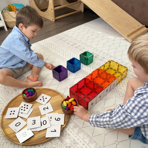 Learn & Grow Rainbow Magnetic Tiles Toppers - Numeric Pack 40pc