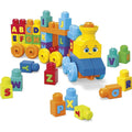 Join the alphabet adventure with the Mega Bloks ABC Musical Train by Mega Bloks! This train, adorned with eyes and a smile, features vibrant alphabet blocks scattered around it. Each block displays a different letter in various bright colors, promising endless fun for your little one!