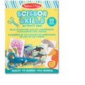 The image shows the Melissa & Doug Sea Life Scissor Skills Activity Pad, designed for children aged 4 and up. This pad includes 20 pages of sea life-themed activities, such as scissor skills exercises. The cover features a pair of blue scissors and various ocean-themed illustrations from the trusted brand Melissa & Doug.