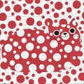 Introducing the Mudpuppy Artsy Cats Puzzle Tin - Yayoi Catsama^ by Mudpuppy, featuring a whimsical illustration of a red polka-dotted cat. This charming feline blends seamlessly into a background filled with variously sized red polka dots, reminiscent of Yayoi Kusama's signature style. The puzzle captures the playful and quirky essence perfectly, with the cat's large, expressive eyes and cheerful expression adding to its delightful appeal.