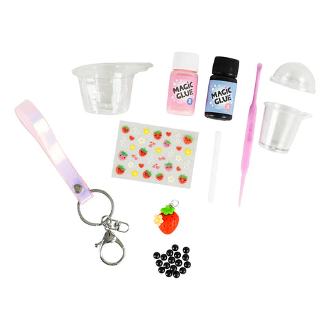 Tiger Tribe Bag Charm Kit - Strawberry Bubble Tea