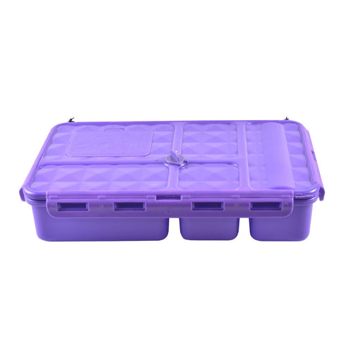 Introducing the **Go Green Value Bundle - Butterfly Bash** by **Go Green**, a purple plastic storage container featuring a textured, quilted lid with multiple latch closures. This eco-friendly rectangular box showcases small sections visible around the bottom edge, making it both stylish and sustainable.