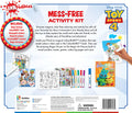 A promotional image for the "Hinkler Inkredibles Activity Kit Toy Story 4" by Hinkler. The kit includes a magic ink book, ColourBURST book, Magic Ink pen, stickers, and various activities. The image highlights books, coloring pages, a set of markers, and a warning label.