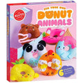 The Klutz Sew Your Own Donut Animals craft kit, brought to you by KLUTZ, features a vibrant box showcasing five adorable felt donut animals, including a panda, cat, and unicorn. Inside the sewing kit are all the supplies needed to create 6 plushies, proudly marked with a red seal labeled "100% Klutz Certified.