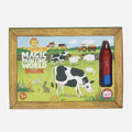 The "Tiger Tribe Magic Painting World - Farm" by TIGER TRIBE is a portable activity set featuring an illustration of a cow, sheep, rabbit, other farm animals, and a tractor. This set comes with a water brush pen for mess-free painting and the packaging is designed with a charming farm scene. It is suitable for ages 1 and up.